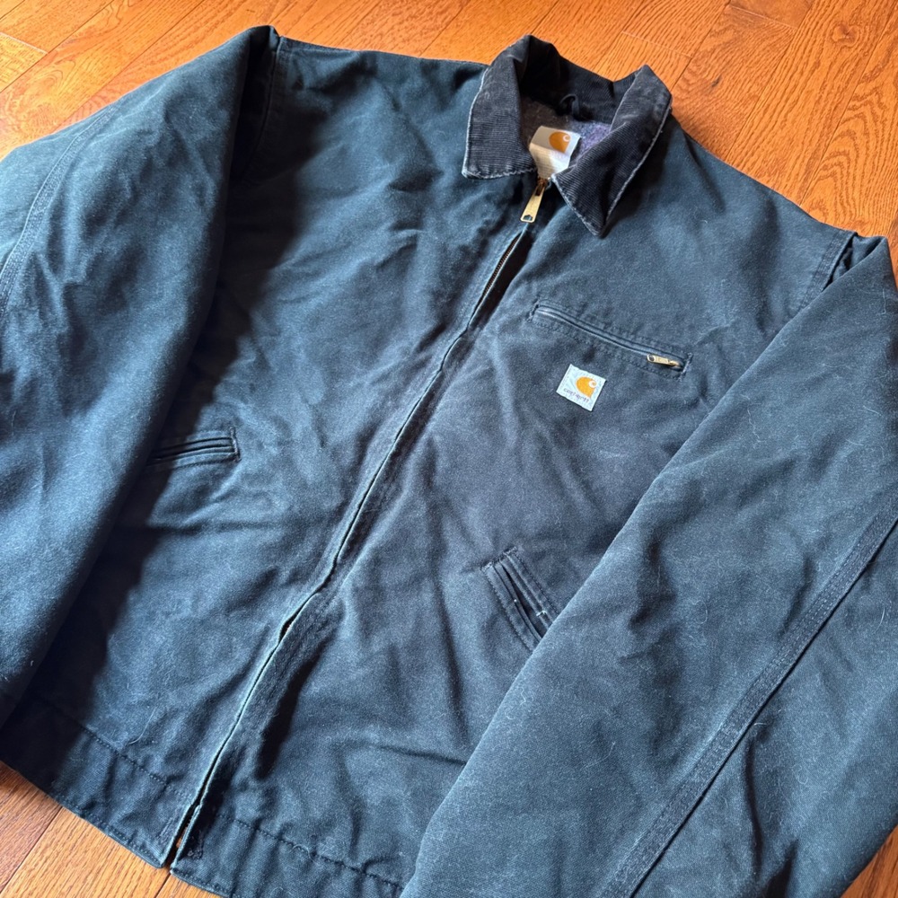 Carhartt Detroit Jacket J01 BLK 54 Tall Black Blanket Lined Duck Canvas USA